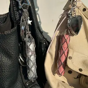 Unique lipstick holder, high-end silver lipstick mesh bag pendant, fashionable lipstick bag accessory, women's ins-style key bag pendant