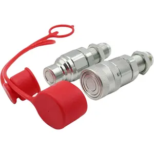 Flat Face Hydraulic Quick Connect Couplers 1/2'' Body 1/2'' JIC(UNF3/4''), Hydraulic Quick Disconnect # 8 JIC Bulkhead Skid Steer ISO16028