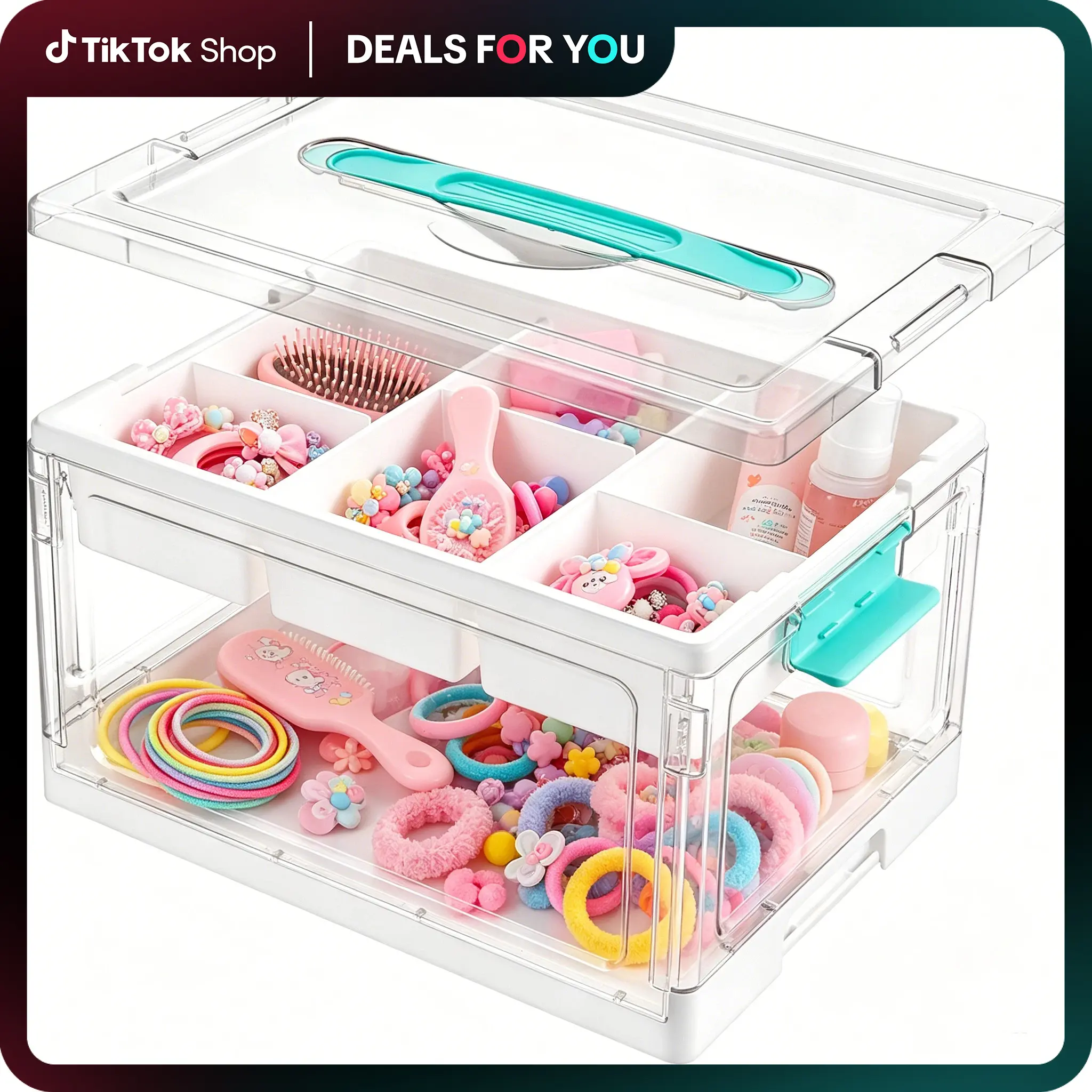 【DealsForYouDays】Vtopmart 1-2Pack 24QT Clear Craft Storage Bin with Removable Trays and Dividers, Ideal Containers for Art Supply Coloring Books, Sensory Toys, Craft Supplies, Medicine, Playdough, Transparent Water&Dust Proof, Mid Year Sale Restock, DFYD