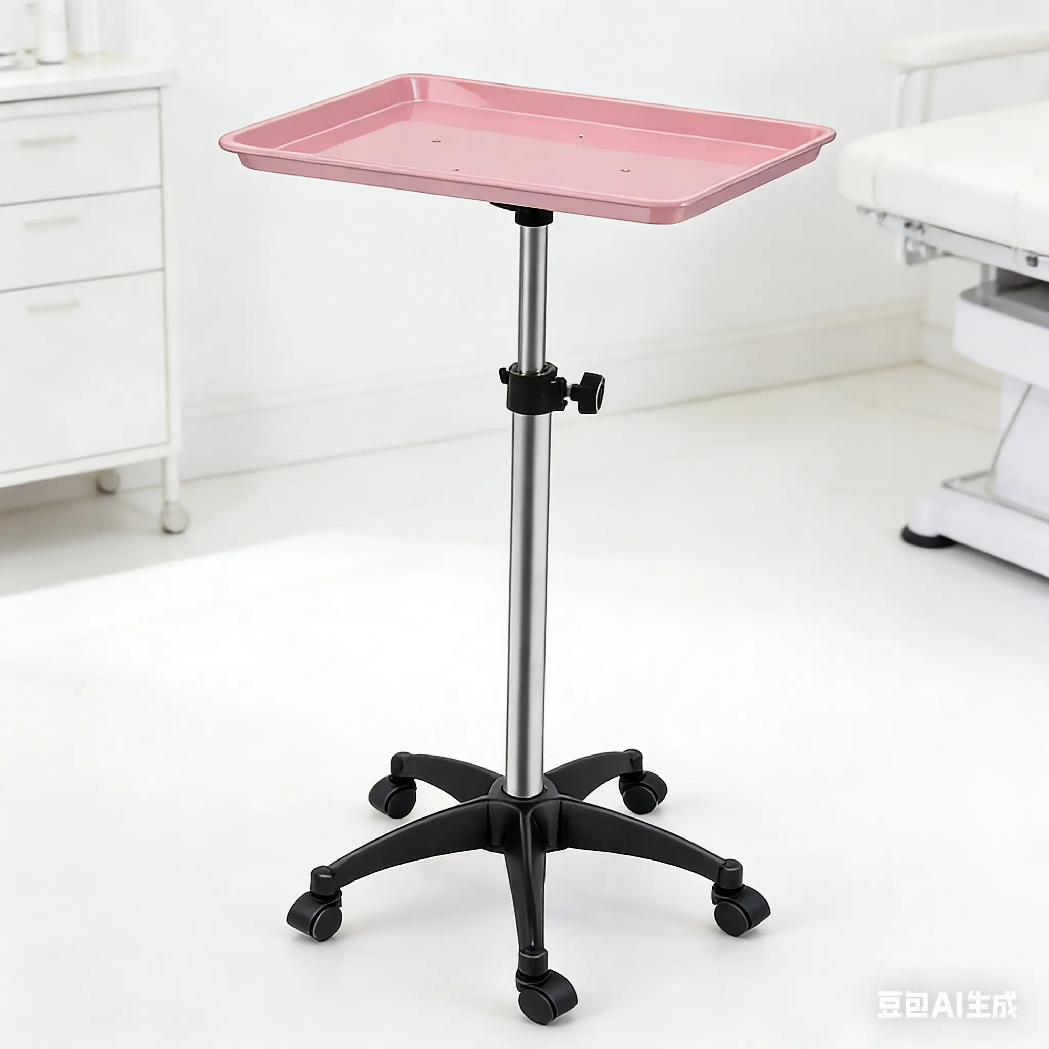 Height-Adjustable Rolling Salon Tray Cart with Removable Tray, Wheels, and Adjustable Grooming Table - Mobile Storage Rack for Spa, Home Use