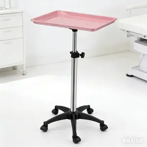 Salon tray cart on wheels, height-adjustable rolling medical trolley with removable tray, mobile beauty instrument stand for spa, tattoo, barber, dental, clinic, home use