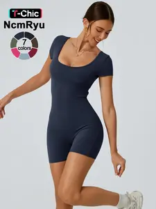 2024 Summer New Women's Slim Hip Lifting Sporty Jumpsuit Sexy Backless Short Sleeveless  Bodysuit Sportswear Jumpsuits Yoga Jumpsuit Workout Jumpsuits