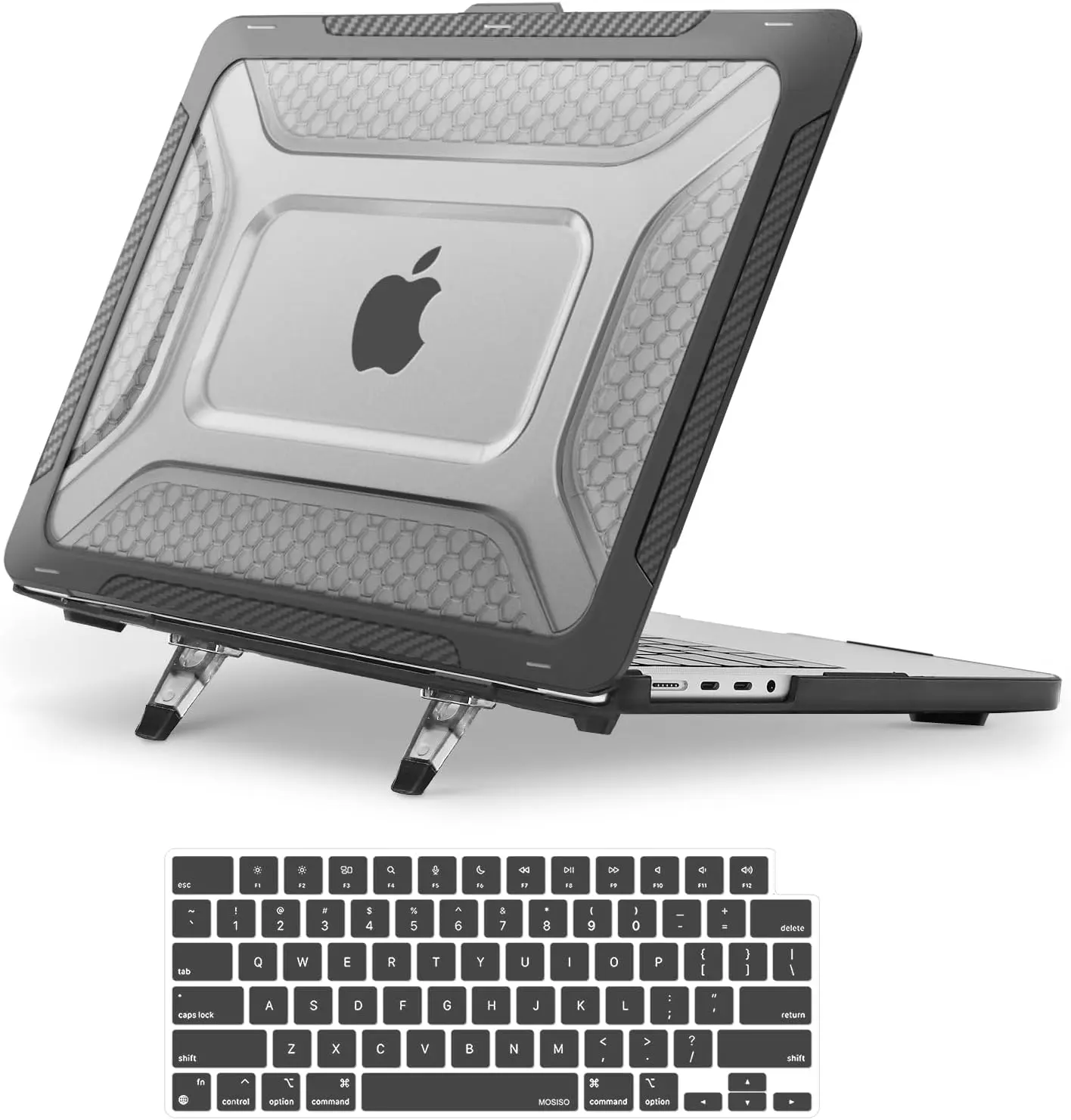 MOSISO Compatible with MacBook Pro 14 inch Case M5 M4 M3 M2 M1 2026-2021 | 2 in 1 Honeycomb TPU Bumper Case with Fold Kickstand, A3427 A3426 A3434 A3112 A3185 A3401 A2918 A2992 A2779 A244, Shockproof, Durable Protection, Honeycomb Interior Shock Structure
