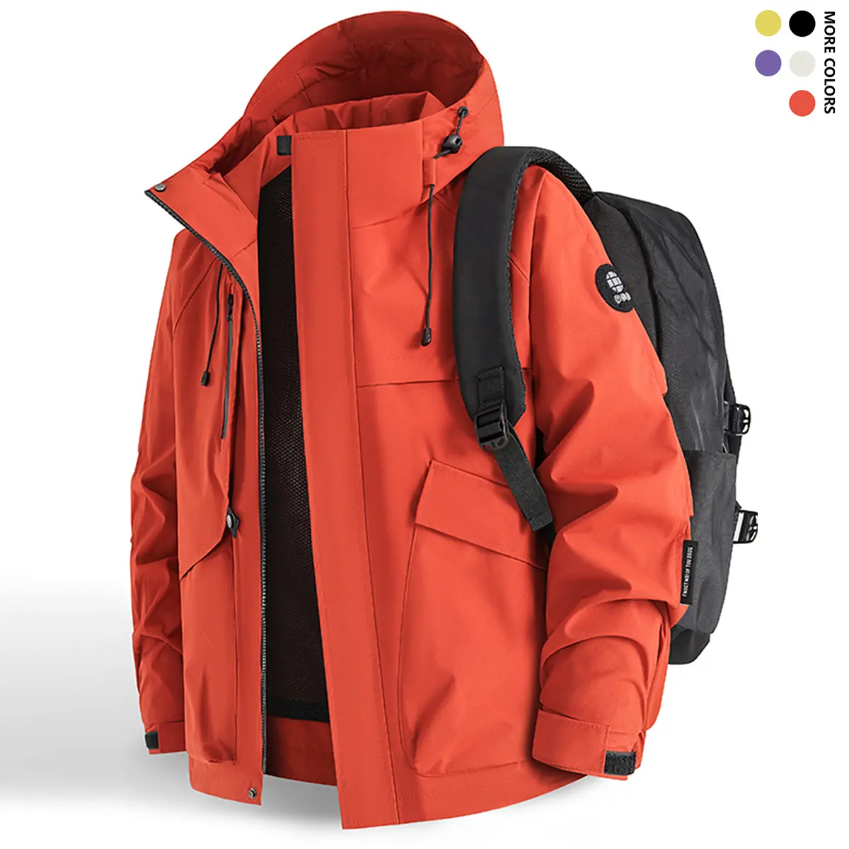 Men's Relaxed Fit Athletic Jacket - Long-Sleeve, Full-Zip, Plain, Windproof, Durable Outdoor Outerwear for Biking, Hiking, Cold Weather
