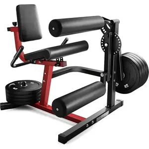 Leg Extension and Curl Machine, 4 in 1 Lower Body Workout Machine, Adjustable Leg Curl Machine with Plate Loaded, Leg Extension Machine with Exercise Bench, Home Gym Weight Machine