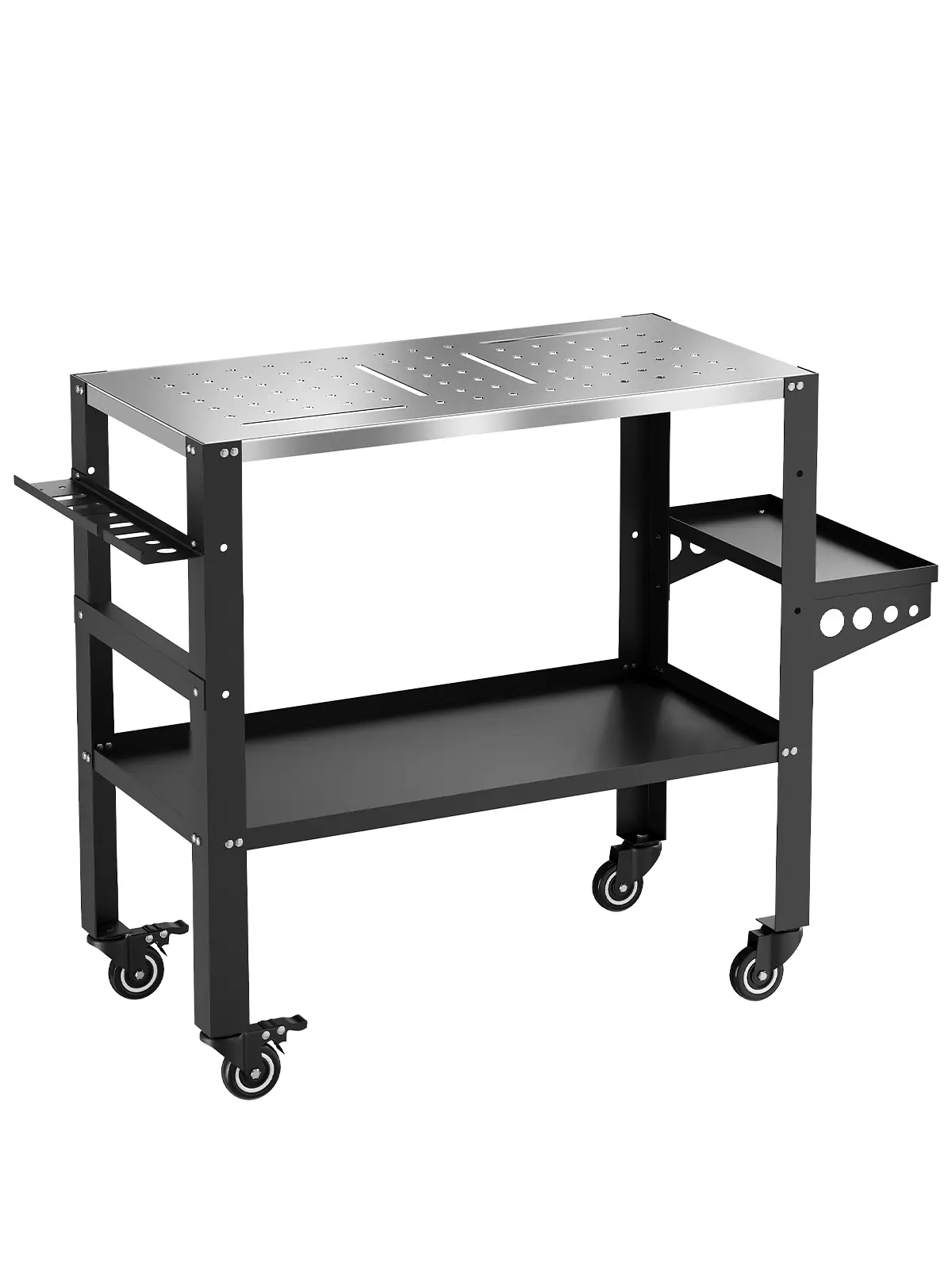 Garvee Heavy Duty Welding Workbench – 36" x 18" Table, 1200 lbs Capacity – Lockable Wheels, Tool Rack & Tray, 5/8" Fixture Holes – Garage & Workshop Use