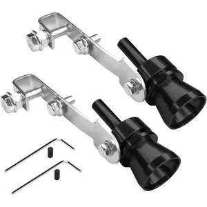 2PCS Exhaust Turbo Whistle, Loud Turbo Sound Booster Exhaust Muffler Pipe Aluminum Alloy Whistle,Car Roar Maker Turbo Sound Enhancer Whistle Simulator(XL-Black)