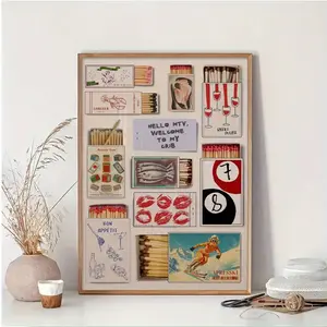 Vintage Wooden Matchbox Print Poster - Unique Retro Wall Art Decor for Modern Living Room