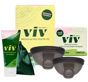 Viv Disc Perfect Fit Kit - Beginner Menstrual Disc Size Kit, Comfort Silicone Period Disc with Pull Tab, Disc Gel Cleanse and Storage Pouch