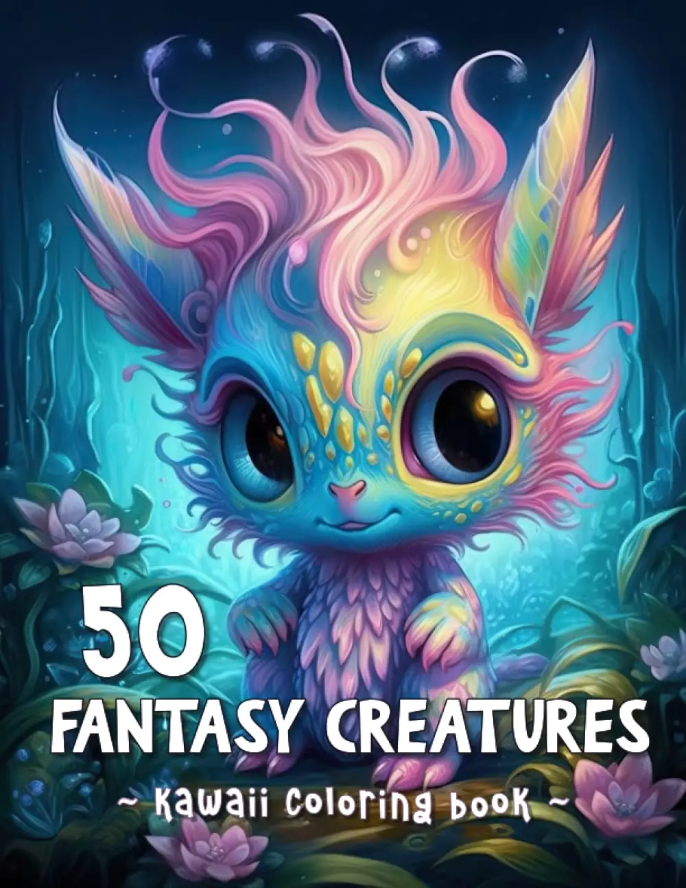 Fantasy Creatures Coloring Book: Kawaii coloring book with cute fantasy dragons, unicorns and mythical creatures, for all ages, Paperback