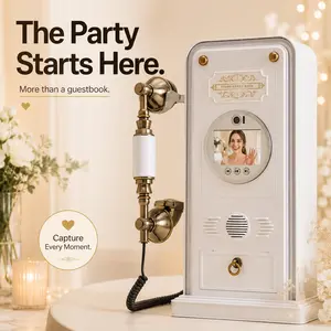 Video guestbook for weddings,1080P HD video messages,Convenient child lock protection, Can switch to mirror shooting,The camera has a built-in fill light,Photo + video dual function,,suitable for all kinds of unforgettable party occasions