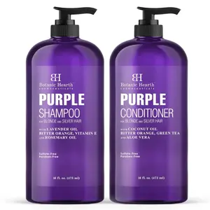 BOTANIC HEARTH Purple Shampoo and Conditioner Set - for All Shades of Blonde, Silver and Gray Hair - Enhances Highlights - Sulfate Free, Paraben Free, 16 fl oz each