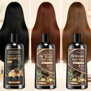 【Fast Coloring】100ml Herbal Haircare 3-in-1 Hair Dye Shampoo - Black/Brown/Chestnut Brown options. Plant extract gentle formula, shows color in 15 mins, cleans & conditions simultaneously, leaves hair smooth & glossy
