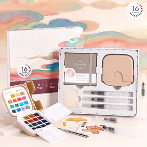 Travel Watercolor Paint Set with Gift Box - 16 Colors with Palette,Portable Watercolor Travel Kit with Brush, Coloring Card, Brush Washing Box for Adults, Artists & Professionals
