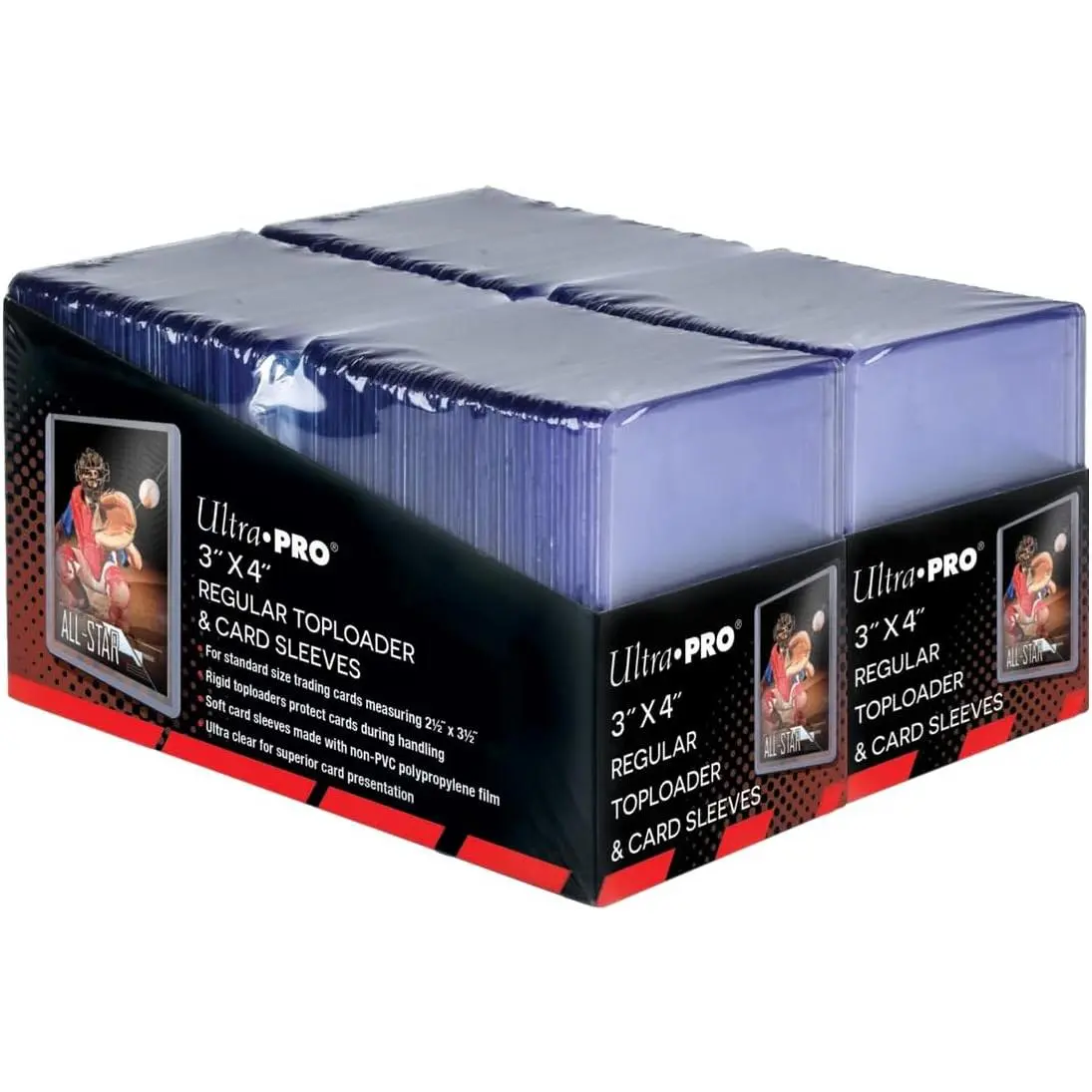 Ultra PRO 3" x 4" Clear Regular Toploaders for Cards with Card Sleeves Bundle Standard Size 200ct Trading pokemon Toploader Card Sleeve Protectors