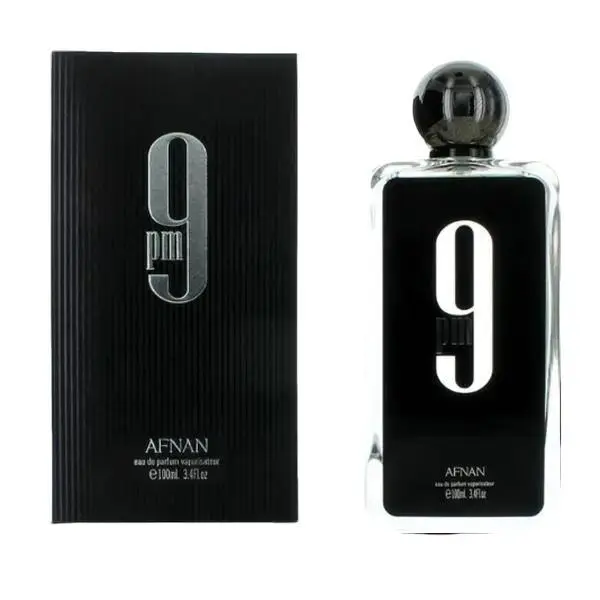 Afnan 9 PM Pour Homme Eau de Parfum 3.4 oz - Woody, Long Lasting Fragrance for Men with Apple, Cinnamon, Orange Blossom, and Vanilla Notes Spicy Bold colognes perfume para hombres Bold Bold