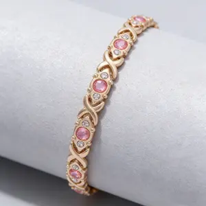 Women's Adjustable Eco-Friendly Alloy Energy Magnet Diamond Encrusted Bracelet with Sparkling Diamonds for Everyday Wear