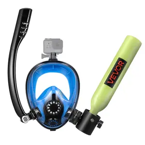 VEVOR Mini Scuba Tank with Sub-Mask, 0.5L Portable Small Diving Tank for Underwater Breathing, Reusable Lung Diving Cylinder up to 10 Minutes Dive Time, Emergency Rescue Pony Bottle for Snorkeling