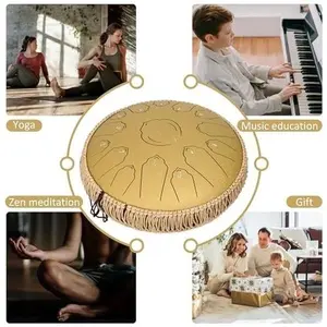 Blowout Price!! 13-In Gold Steel Tongue Drum - 15-Note