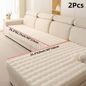 2PCS Plush Anti-Slip Sofa Covers - Pet Scratch-Resistant Couch Protector - Soft & Cozy Seat Cushion for L-Shaped and Standard Sofas Sofa Slipcover Washable Sofa Protector