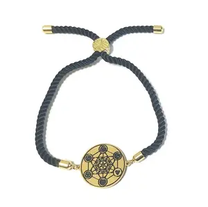 Metatron Cube Bracelet Black Cord – 72 Names of God King Solomon Seal