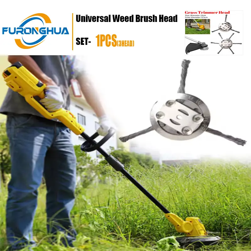 Universal Steel Wire Brush Wheel Cutter Head, Grass Trimmer Accessories, Weed Eater Attachment, Lawn Mower Derusting & Pavement Gap Cleaning Tool
