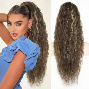 Ponytail Extension 24 Inch Drawstring Pony Tails Hair Extensions for Women Long Curly Ponytail Synthetic Hairpieces for Daily Use