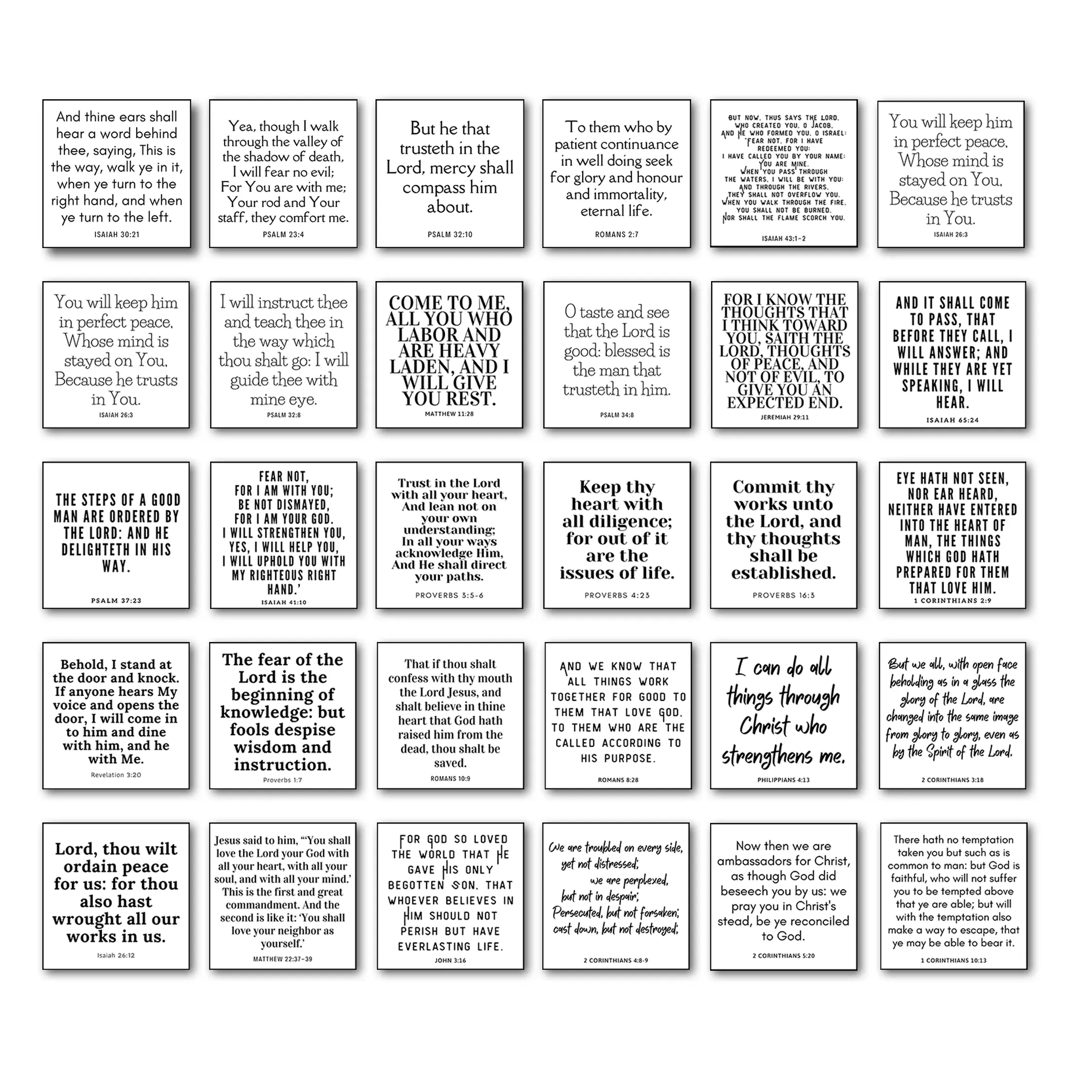 Set of 30 Precut Bible Fabric Cotton Squares for Quilting
