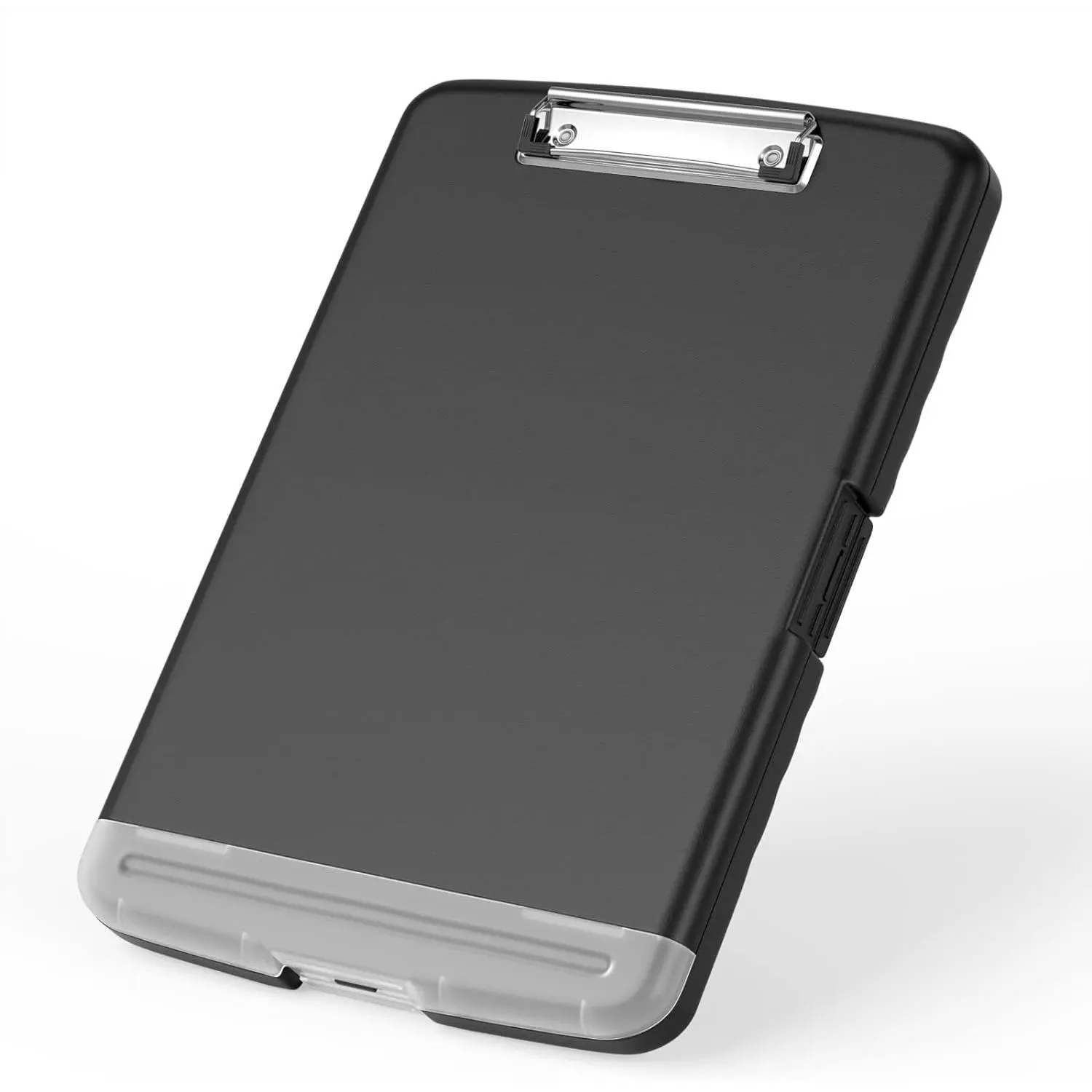 Plastic Clipboard with Storage, 8.5 x 11 High Capacity Folio  Case with Pen Holder, Size 14.2 x 9.6 x 1.2? Folder Side-Opening for Classroom, Teacher, Student, Smooth Writing, Black