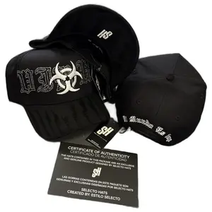 Selecto Hats Black Style Selecto Cap with Diamond Accents and White Embroidery - Certificate of Authenticity Included