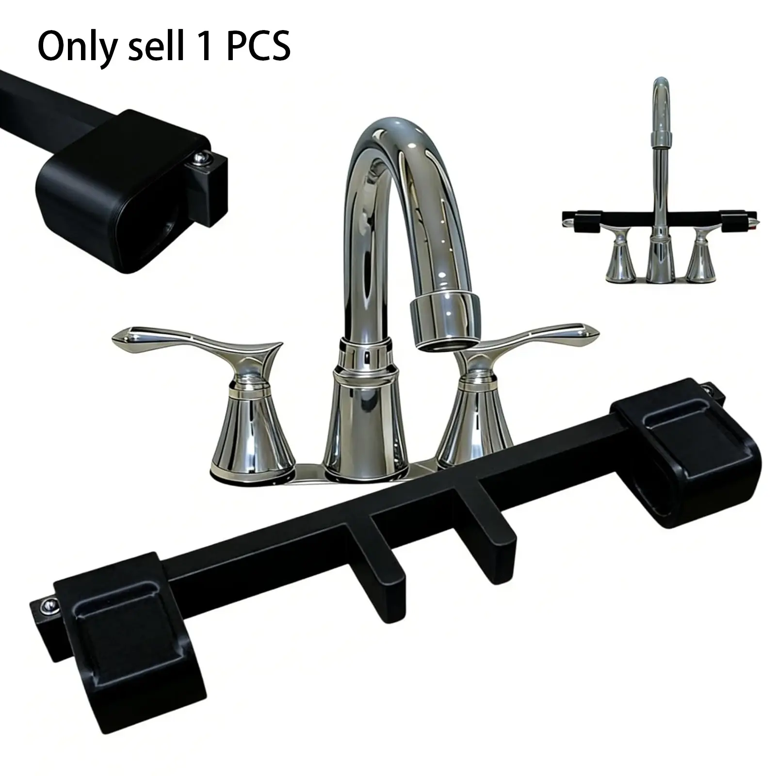 1 PCS Universal Faucet Handle Lock for Double Sinks, Child & Pet Safety Guard with Central Pipe Fixation, Prevents Handle Turning Durable Tap Lock, Quick-Install Sink Faucet Stopper for Kitchen Bathroom
