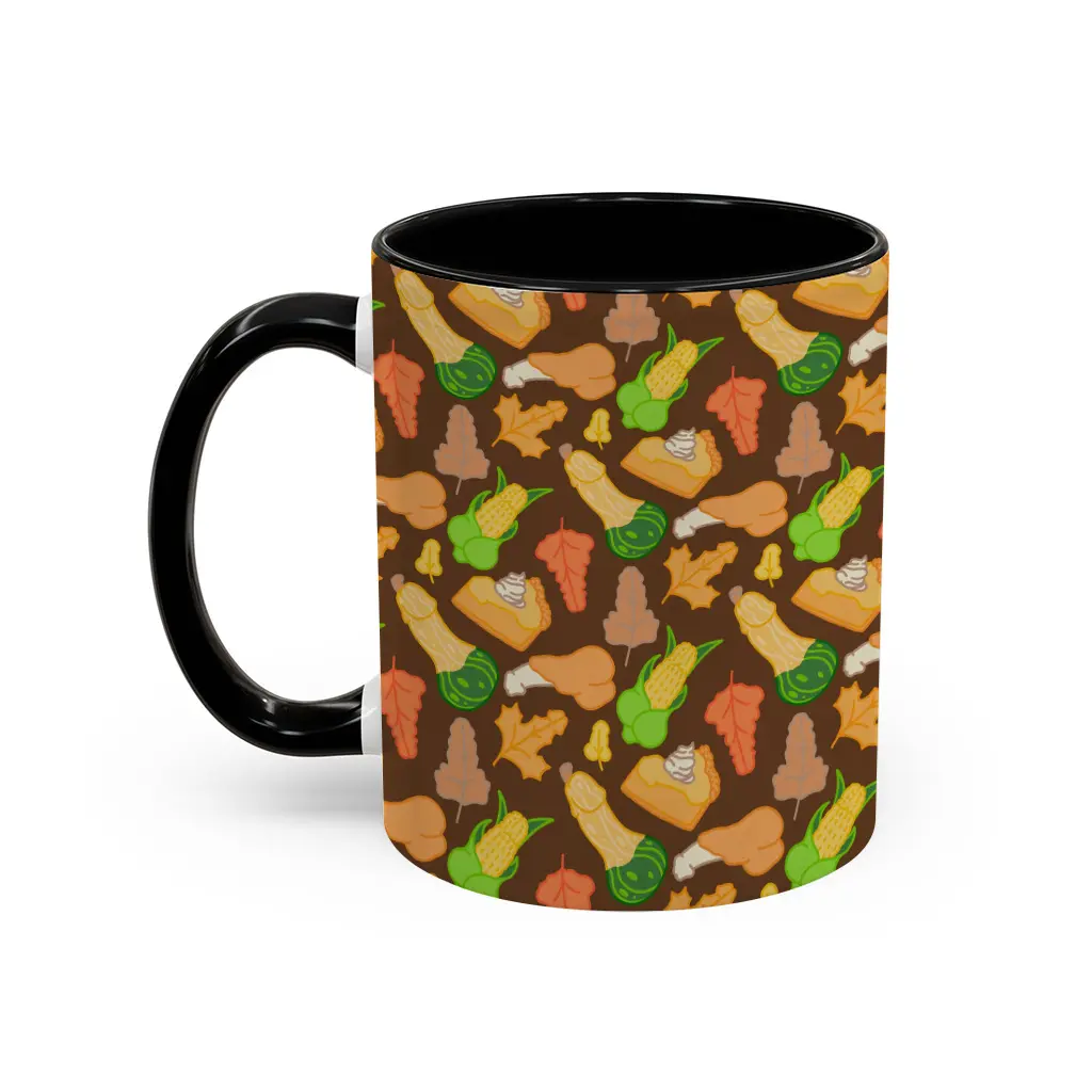 Stylish Reusable Ceramic Thanksgiving Peens Pattern Coffee Mug - Beverage Cup, Model scs14952