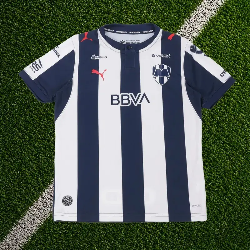 2627 Navy White Monterrey Home Soccer Shirt, Mexico Game Day Sports Top, Quick-Dry Short Sleeve Soccer Jersey for Liga MX Fan, Full Size S-5XL