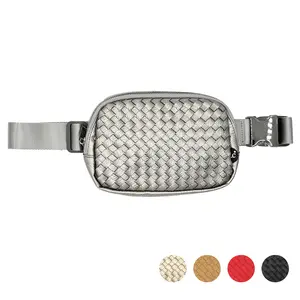 Vegan Leather Woven Fanny Pack fashion waist anti  pickpocket  bag