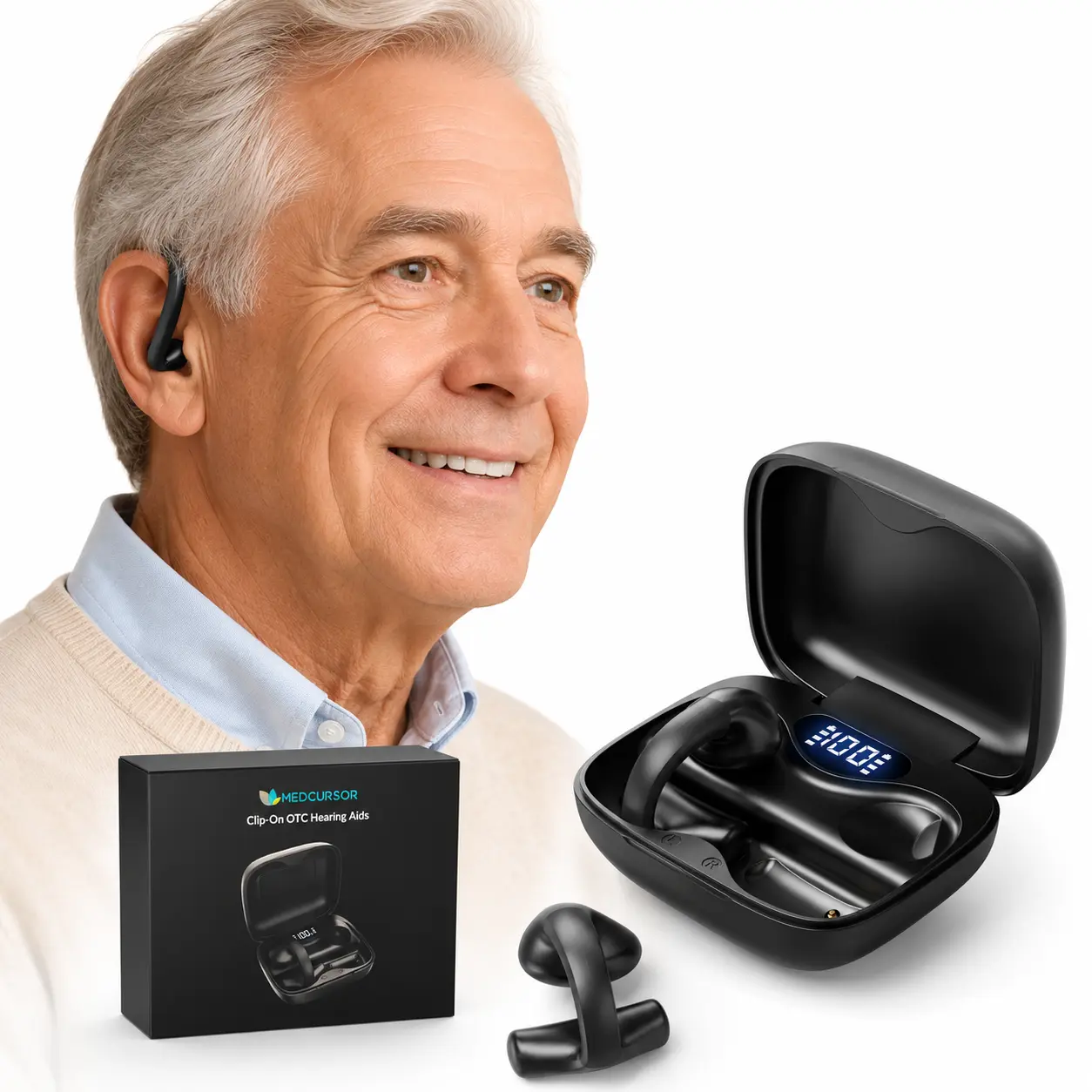 Hearing Aids for Adults - Discreet Sound Amplification, Rechargeable Lithium Ion Batteries, 80 Hours Battery Life, Portable Design, No Prescription Needed, EU Plug - Healthcare Supplies, Hearing Impaired Solutions