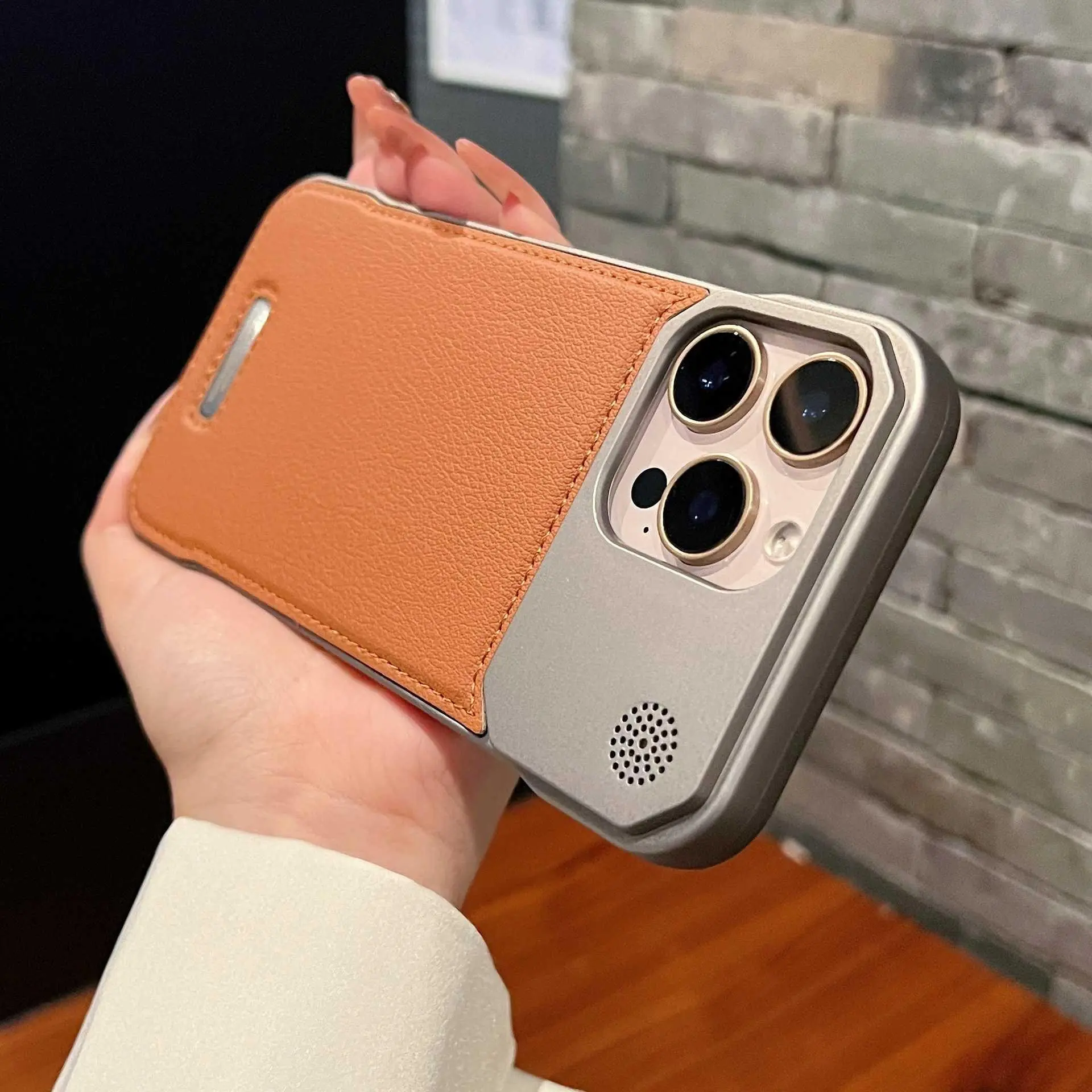 For iPhone 17 Pro Max Aromatherapy Leather Phone Case For iPhone 16 Metal Frameless Magnetic Protective Cover For iPhone 15 HNM35PL