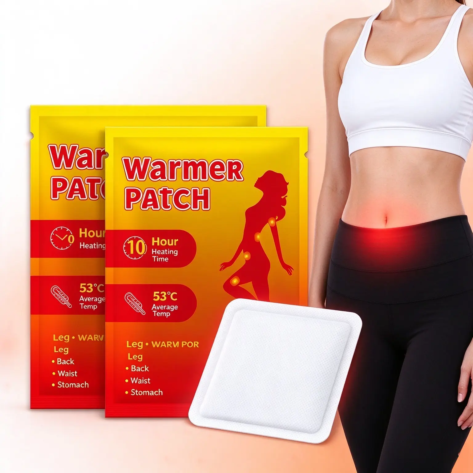 10 Pack Body Heat Patches - Portable Size Air-Activated Heating Pad Stickers, Abdominal Patch Pain Relief for Women, Up to 10 Hours Cramp & Back Pain Therapy, Winter Essentials Heated Pads