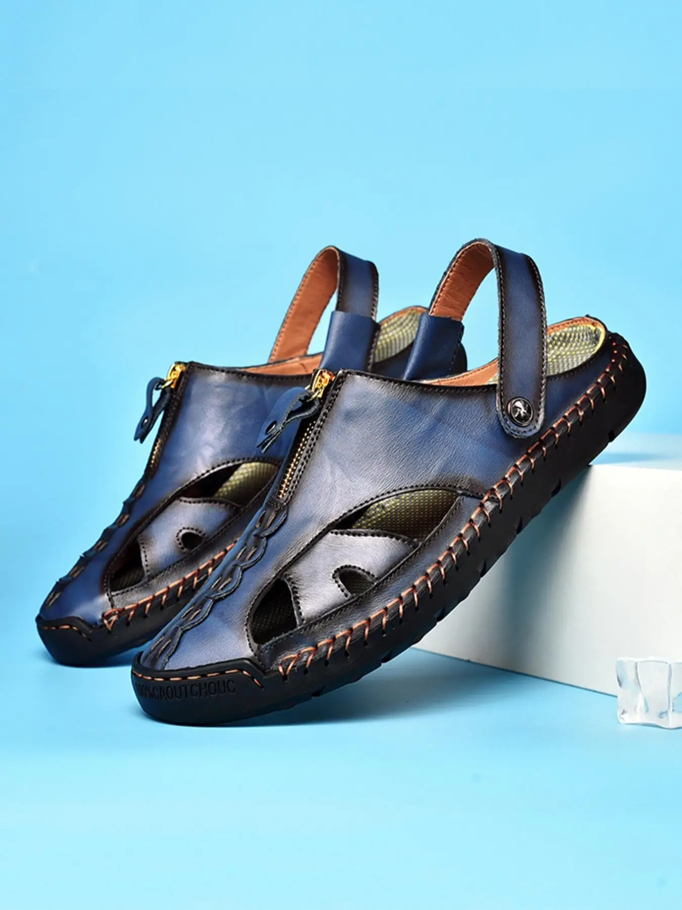 Men's Casual Plain Color Sandals, Fashionable Round Toe Sandals for Summer, Casual Beach Shoes, Lightweight Breathable Comfortable Sports Sandals for