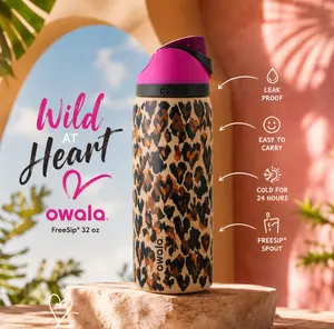 Owala FreeSip 32oz Wild At Heart Leopard Print Water Bottle Leak Proof Insulated Built In Straw Stylish Hydration Gift for Her  2.