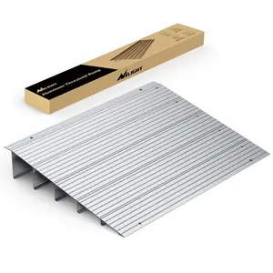 Nilight Aluminum Adjustable Height Door Threshold Ramp, 34" L x 27.2" W x 5" H 5-in Rise, 700 lbs Capacity All-Weather Portable Ramp, Home Doorway Building Supplies Accessory