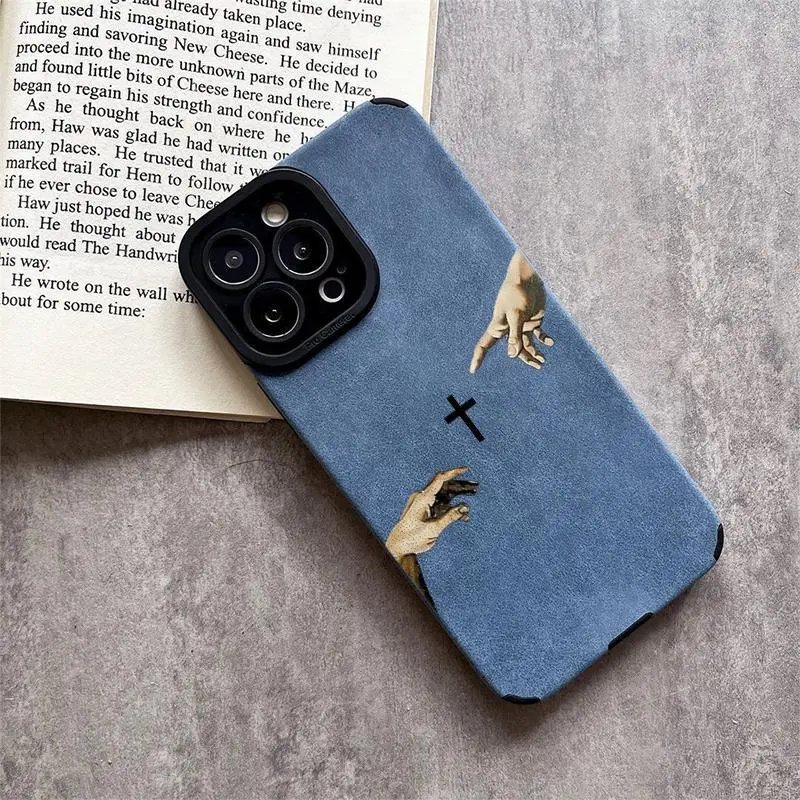 God's Hand Pattern Fine-Hole Imitation Fur Anti-Drop Smartphone Casing - Flexible Fit, Full Port Access, Multi-Model Protection for iPhone 17,16,15,14,13,12,11 Pro Max Plus,X,XS Max - Handheld Devices Accessory