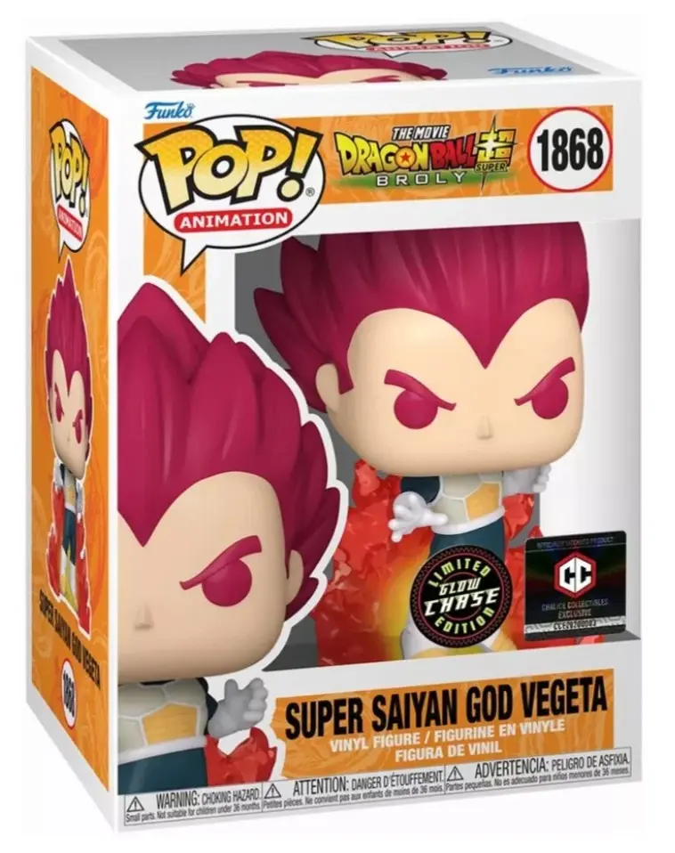 Funko Dragon Ball Super #1868 Super Saiyan God Vegeta Chase Edition Vinyl Single Figurine - Collectible Figurines, Exclusive Design, Protector Included for Anime Series Fans
