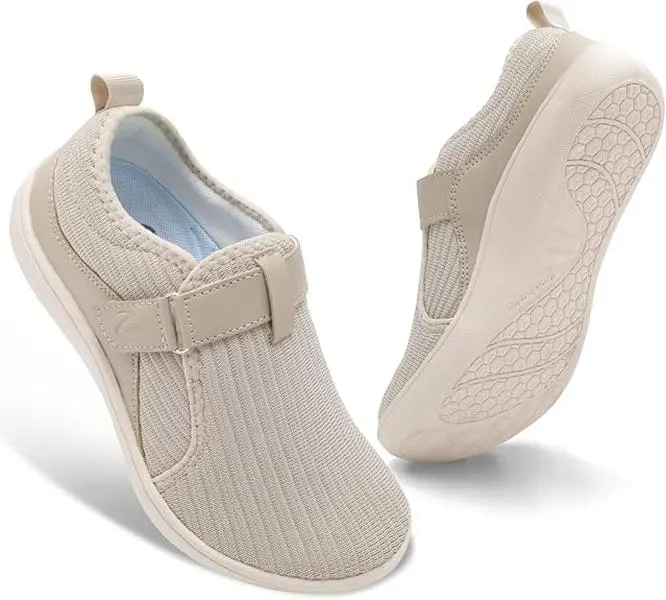 Leisfit Women's Wide Width Walking Shoes - Adjustable Diabetic Non Slip Lightweight Breathable Rubber Sole Shoes for Neuropathy, Edema, Plantar Fasciitis, Bunions Nursing Sneakers