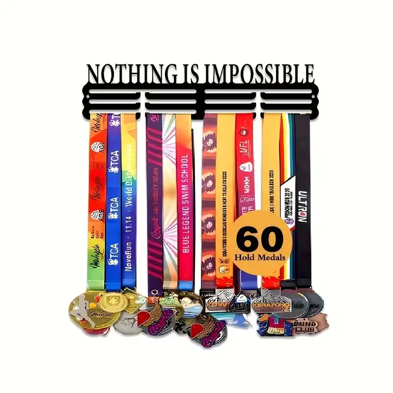 Metal Medal Display Stand, Wall-Mounted Running Medals Holder, Sports Ribbon Organizer, Display Rack, Suitable for Runners Gymnasts