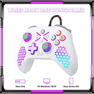 Wired XBOX ONE RGB Controller for Xbox One/Xbox Series & PC, Programmable Macro & Turbo Gamepad with Dual Vibration
