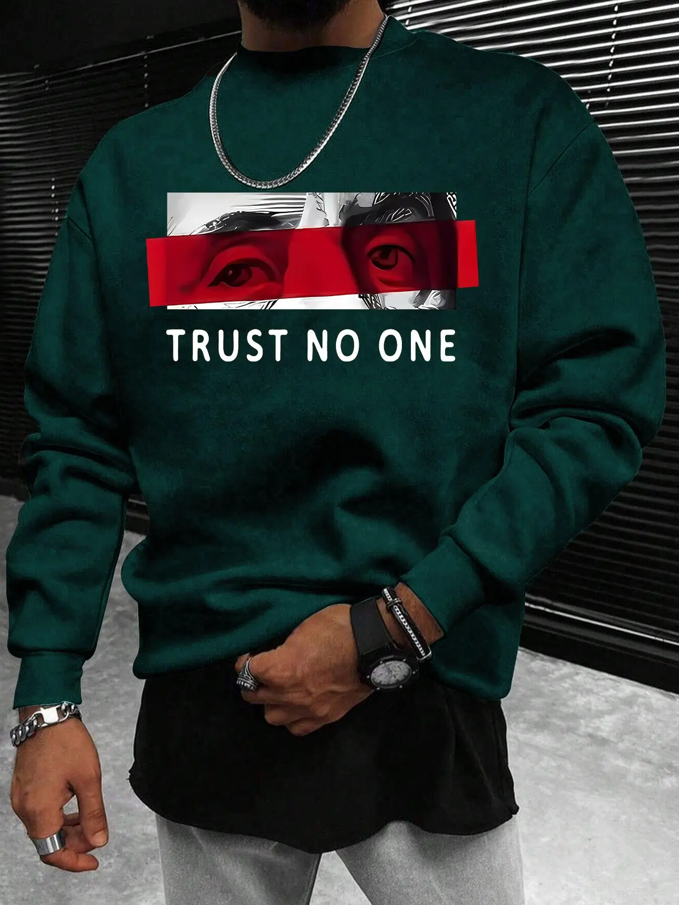 Men's Regular Fit Letter & Graphic Print Round Neck Knit Sweatshirt, Casual Long Sleeve Crew Neck Pullover for Fall & Winter, Fashion Men's Top for Daily Wear, Fitted, Menswear, casual chic knitwear, Knitted Clothes