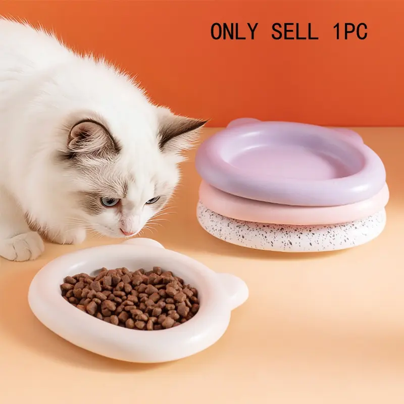 Ceramic Pet Feeding Bowl, Large Diameter Cat & Dog Food Basin, Easy to Clean Canned Food Plate, Tray, Household Kitten & Dog Bowl, Animal Feeding Supply