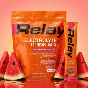 Relay Zero Sugar Electrolytes - Baja Gold Sea Salt | Hydration Drink Mix Powder Packets with Sodium, Magnesium Glycinate, Potassium & Trace Minerals | 15 Sticks