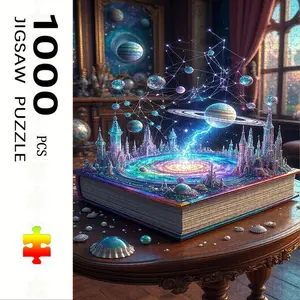 1000 Piece Magic Starry Book Theme Jigsaw Puzzle, Large Adult Family Interactive Toy, DIY Home Decor Brain Challenge, Holiday Scene, Mixed Colors