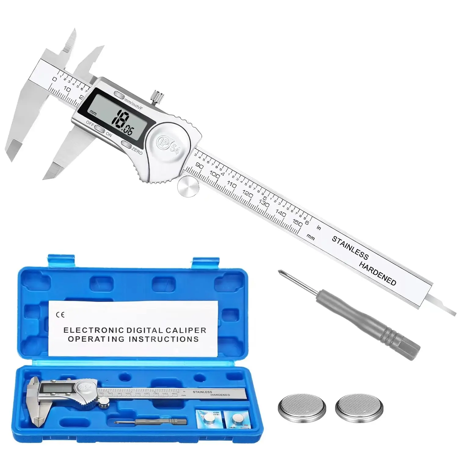 Electronic Digital Calipers, inch and Millimeter Conversion,LCD Screen displays 06" Caliper Measuring Tool, Automatic Shutdown, Suitable for DIY/Jewelry Measurement (150mm inch/mm/Fraction)